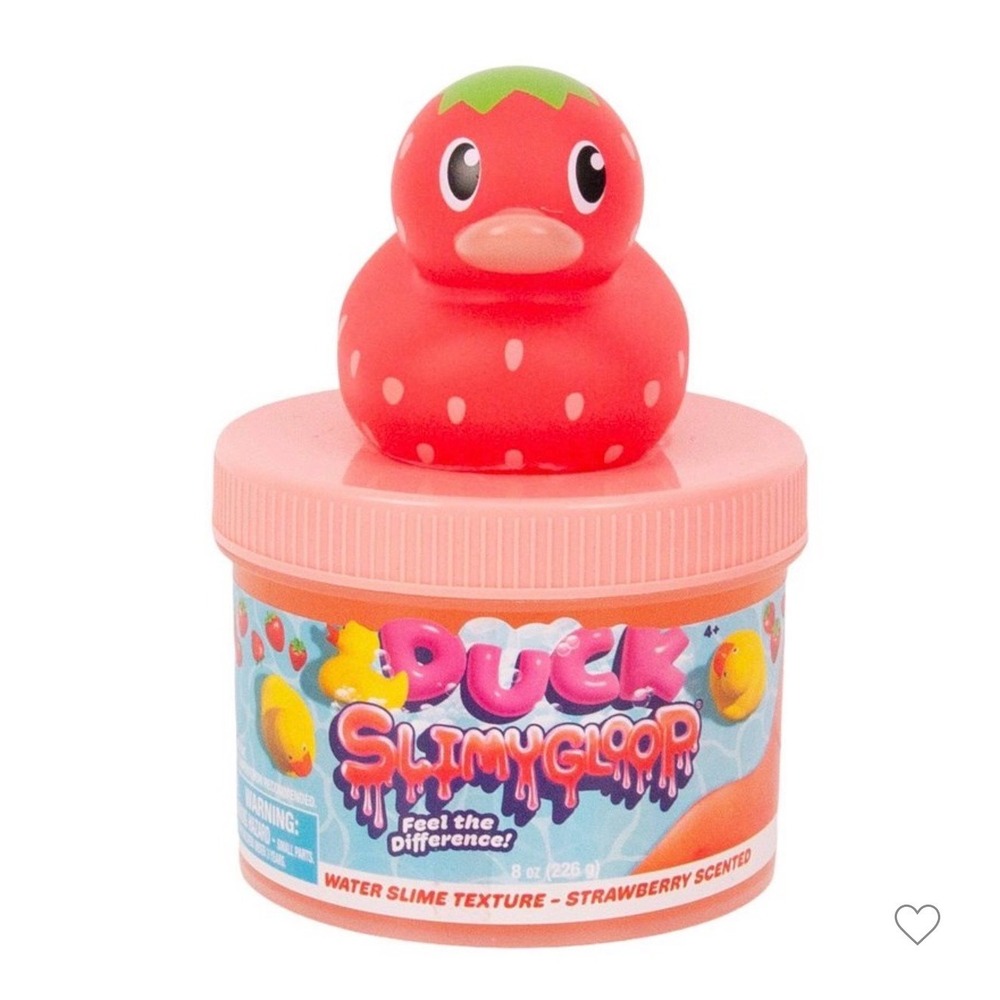 SlimyGloop Duck Water Slime Strawberry Scented 8oz with Strawberry Duck Topper